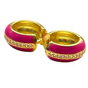Gabi Rielle Pink Enamel Mini Hoops – 14k Gold Over Silver Huggies